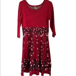 Taylor Women’s Sz L Scoop Neck Floral Fit & Flare Sweater Dress